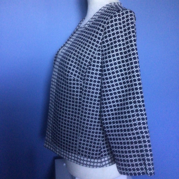 Laundry by Shelli Segal Navy Blue and White Checkered Blazer Size 8 - Picture 2 of 6